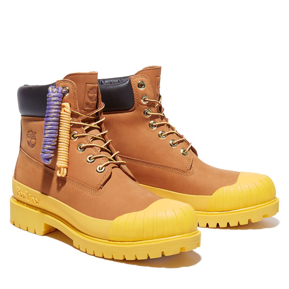 Bototos Timberland Hombre 6-Inch Bee Line X Waterproof Rubber Toe Marrones/Amarillo - Chile QHP-6128